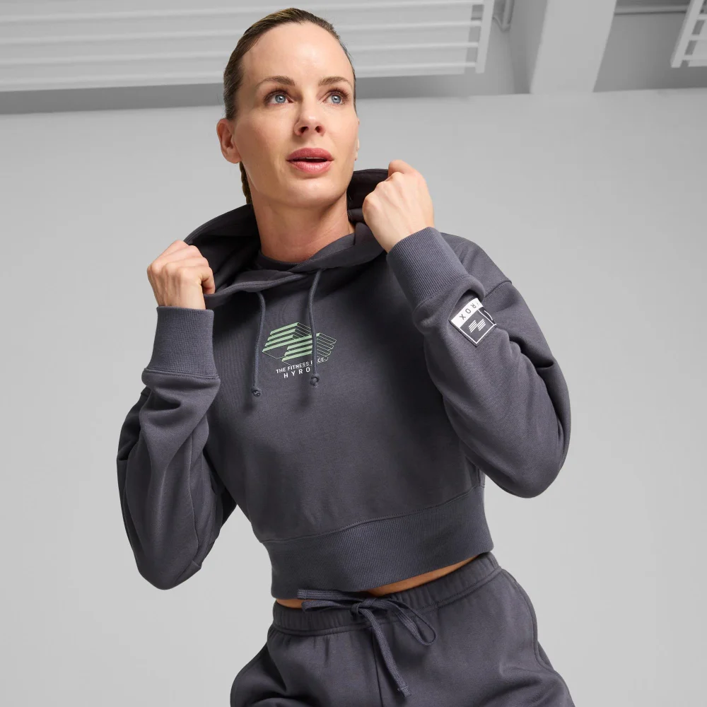 HYROX x PUMA Cropped Hoodie - Grey - S Image 1