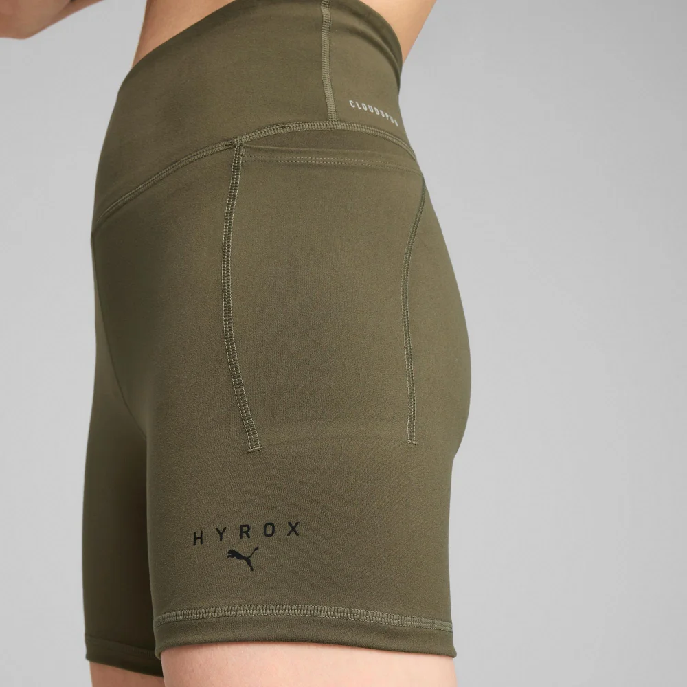 Womens PUMA x HYROX Cloudspun 3" Short Tight - Green - S Image 1