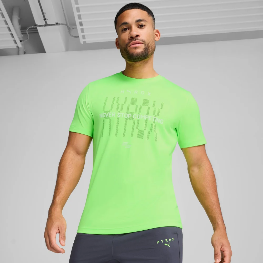 Mens PUMA x HYROX TAD TEE - Green (Neon) - S Image 1