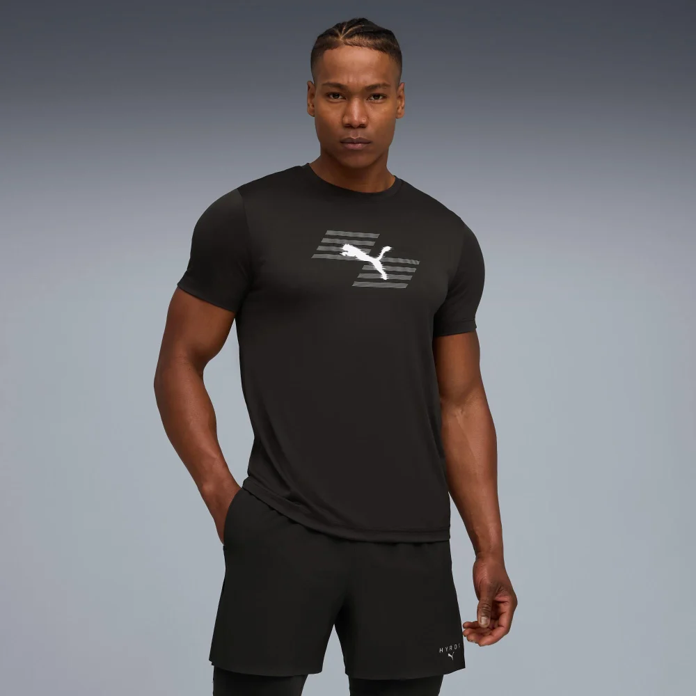 Mens PUMA x HYROX POLY GRAPHIC TEE - Black - S Image 1
