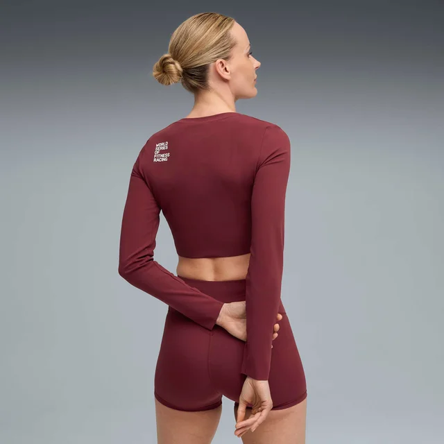 Womens PUMA x HYROX SHAPELUXE LS CROP TEE - Red