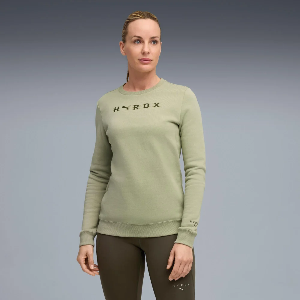 Womens PUMA x HYROX HEAVYWEIGHT CREW - Green - S Image 1