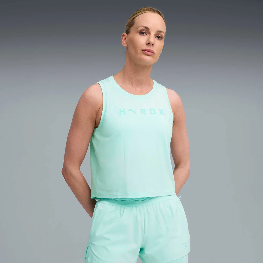 Womens PUMA x HYROX CLOUDSPUN THERMOADAPT CROP TANK - Green - S Image 1