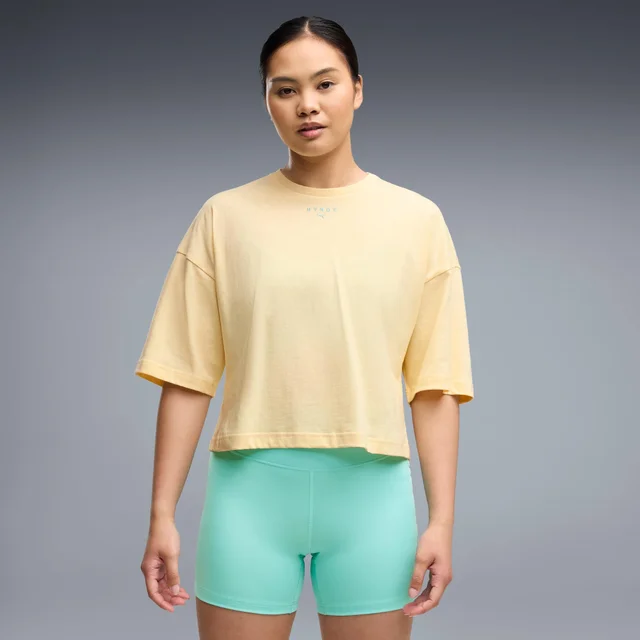 WOMEN'S CROPPED LIFESTYLE TEE - cream